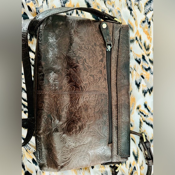 Dark brown tooled leather crossbody bag - Picture 5 of 8